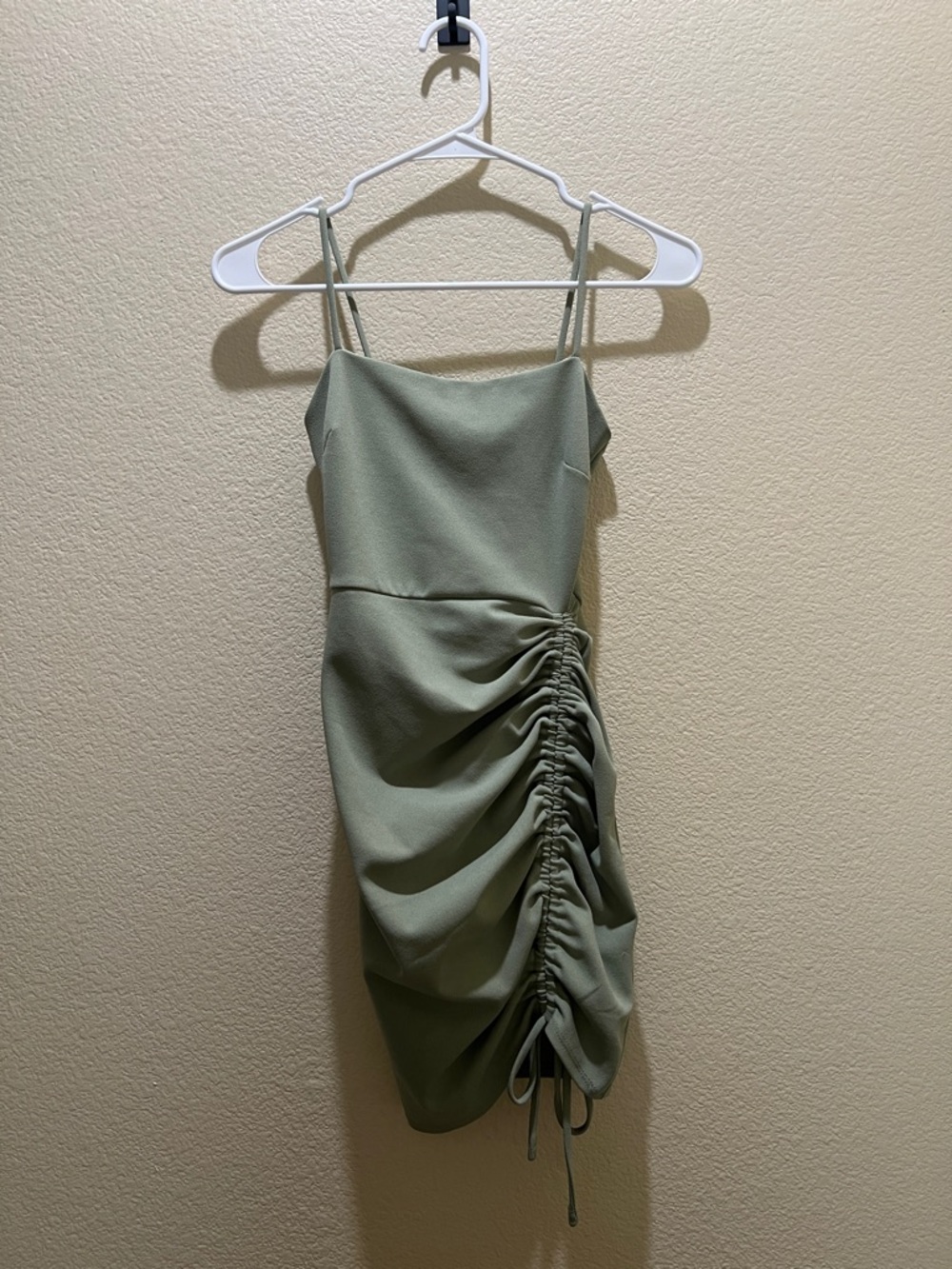 Windsor Olive Green Ruched Mini Dress